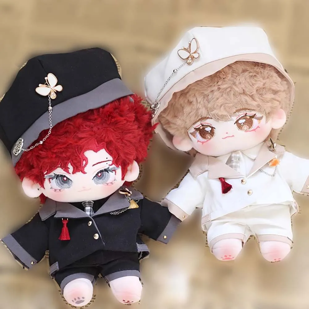 niannyyhouse 20cm Plush Doll Clothes Black White Uniform Suit 8in Doll Dressup