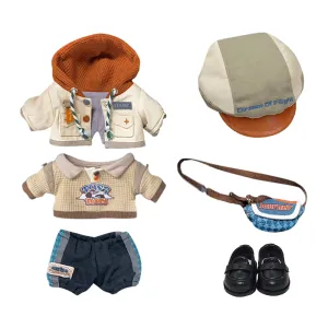 niannyyhouse 20cm Plush Doll Clothes Hat Jacket T-Shirt Pants Backpack Leather Shoes Flight Outfit 8in Doll Accessories