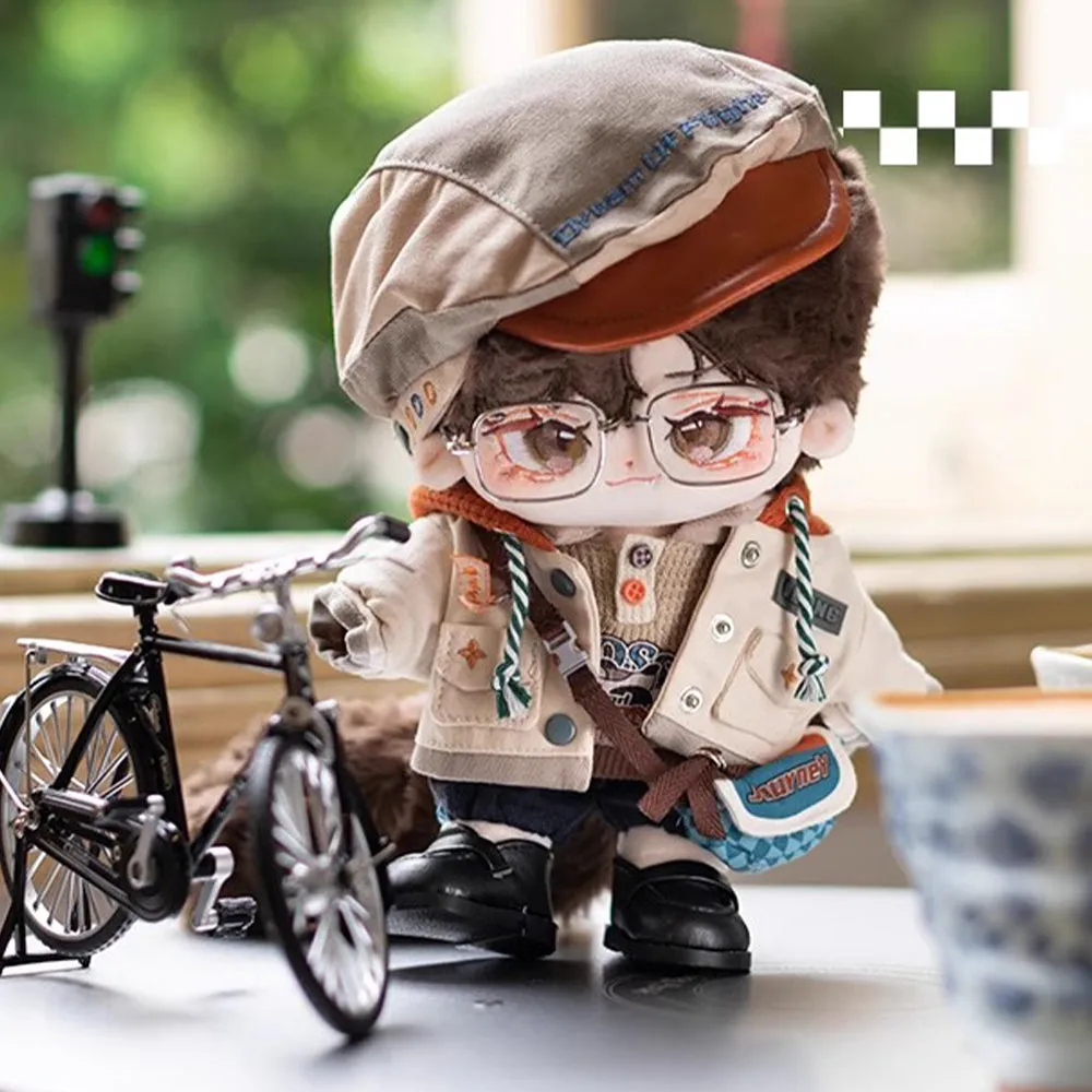 niannyyhouse 20cm Plush Doll Clothes Hat Jacket T-Shirt Pants Backpack Leather Shoes Flight Outfit 8in Doll Accessories