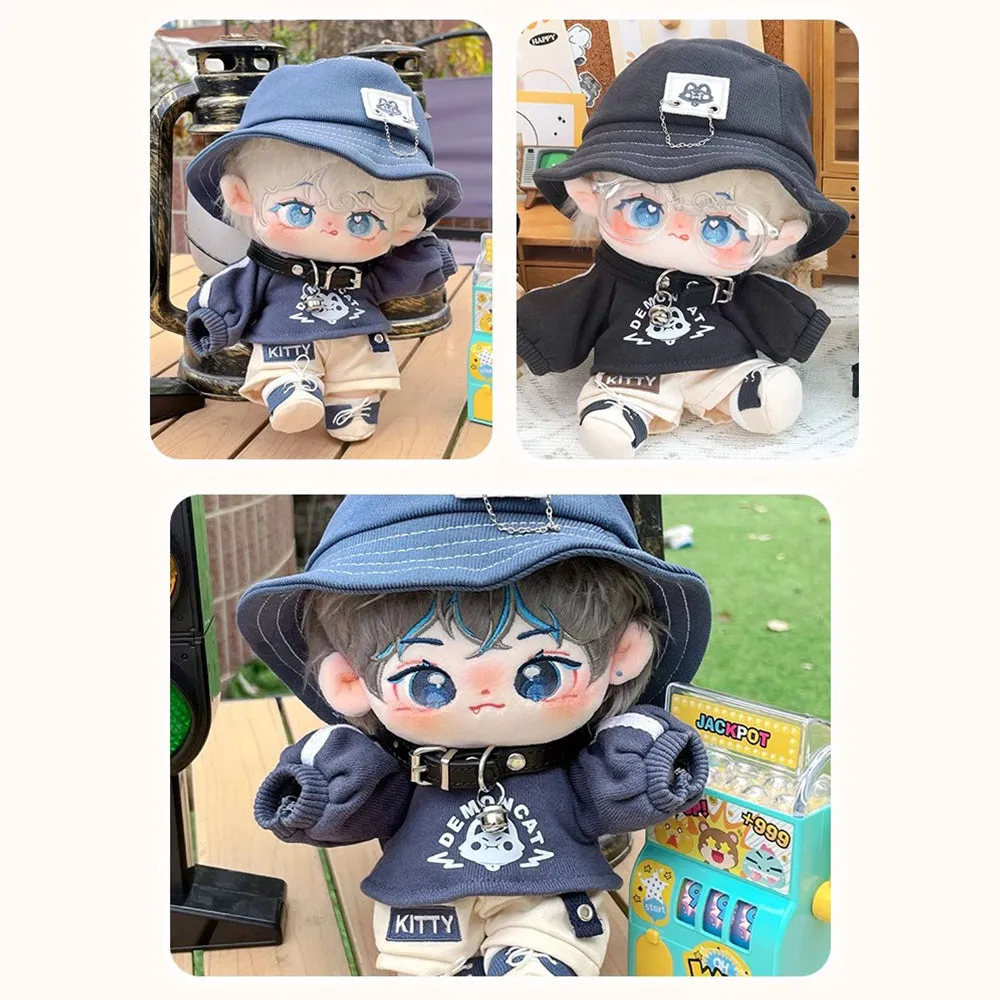 niannyyhouse 20cm Plush Doll Clothes Hat Long Sleeve T-Shirt Pants Glasses Necklace Shoes Demon Outfit 8in Doll Accessories