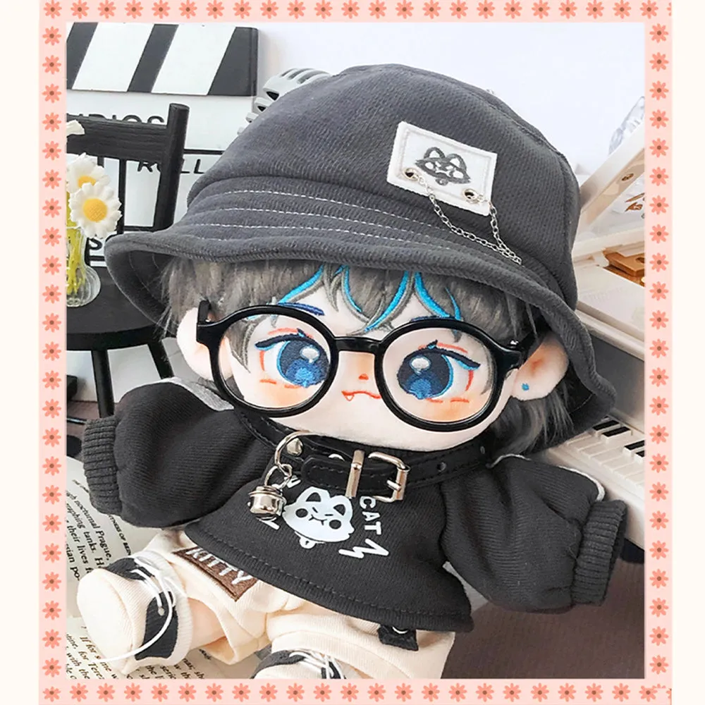 niannyyhouse 20cm Plush Doll Clothes Hat Long Sleeve T-Shirt Pants Glasses Necklace Shoes Demon Outfit 8in Doll Accessories