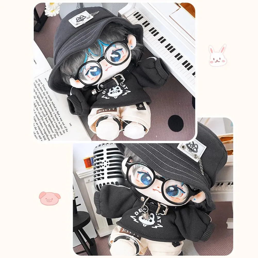 niannyyhouse 20cm Plush Doll Clothes Hat Long Sleeve T-Shirt Pants Glasses Necklace Shoes Demon Outfit 8in Doll Accessories