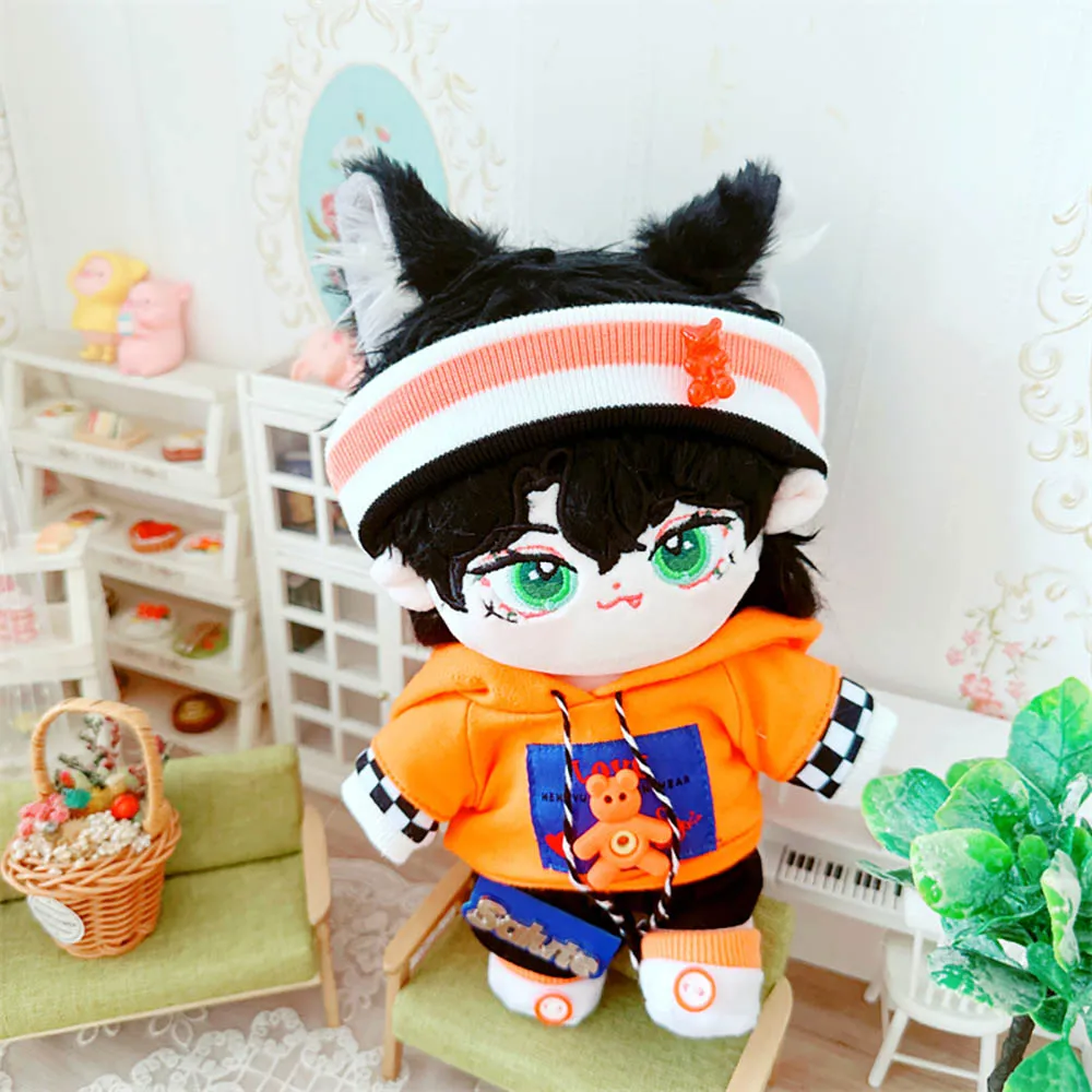 niannyyhouse 20cm Plush Doll Clothes Headwear Hoodie Pants Shoes Loose Cave Bear Set 8in Soft Stuffed Plush Toy Dress Up