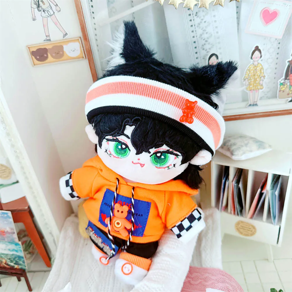niannyyhouse 20cm Plush Doll Clothes Headwear Hoodie Pants Shoes Loose Cave Bear Set 8in Soft Stuffed Plush Toy Dress Up