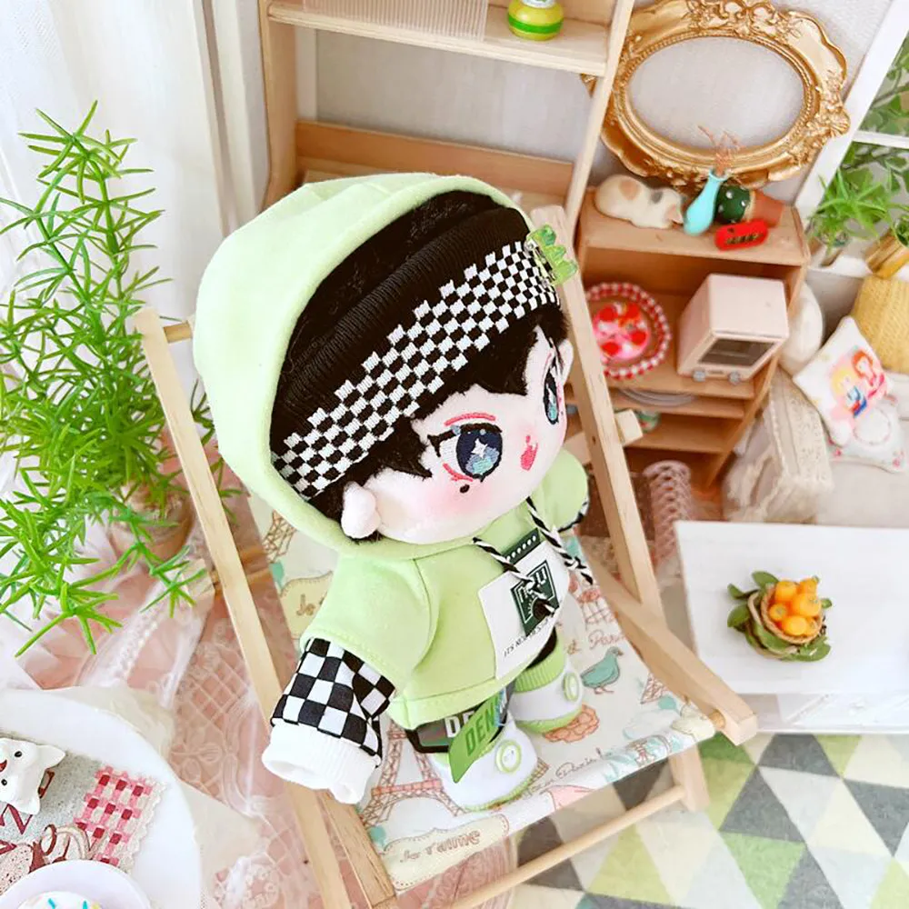 niannyyhouse 20cm Plush Doll Clothes Headwear Hoodie Pants Shoes Loose Cave Bear Set 8in Soft Stuffed Plush Toy Dress Up