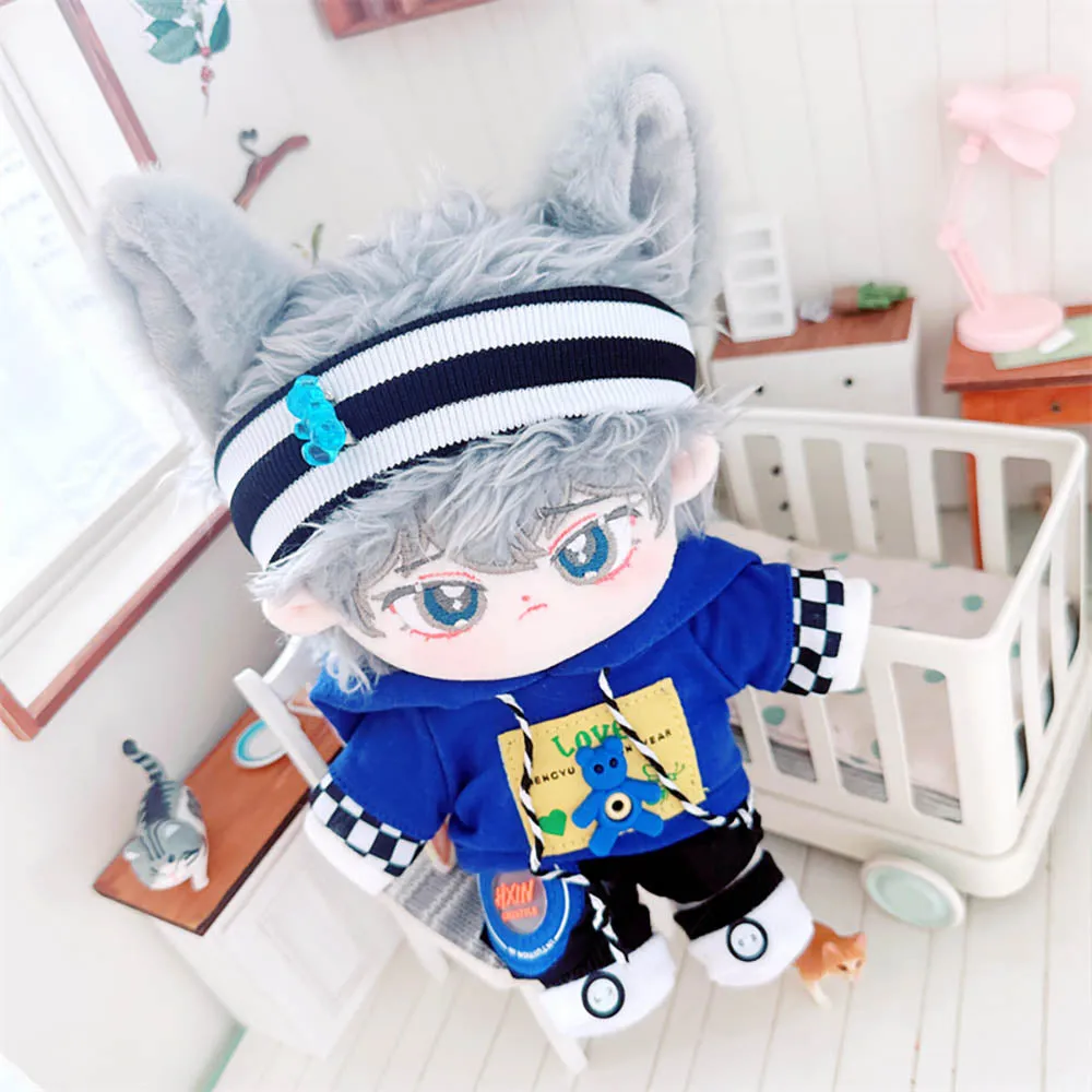niannyyhouse 20cm Plush Doll Clothes Headwear Hoodie Pants Shoes Loose Cave Bear Set 8in Soft Stuffed Plush Toy Dress Up