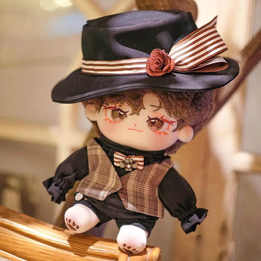 niannyyhouse 20cm Plush Doll Clothes Vintage Hat Coat Pants Shirt Vest Shoes 8in Doll Dress Up