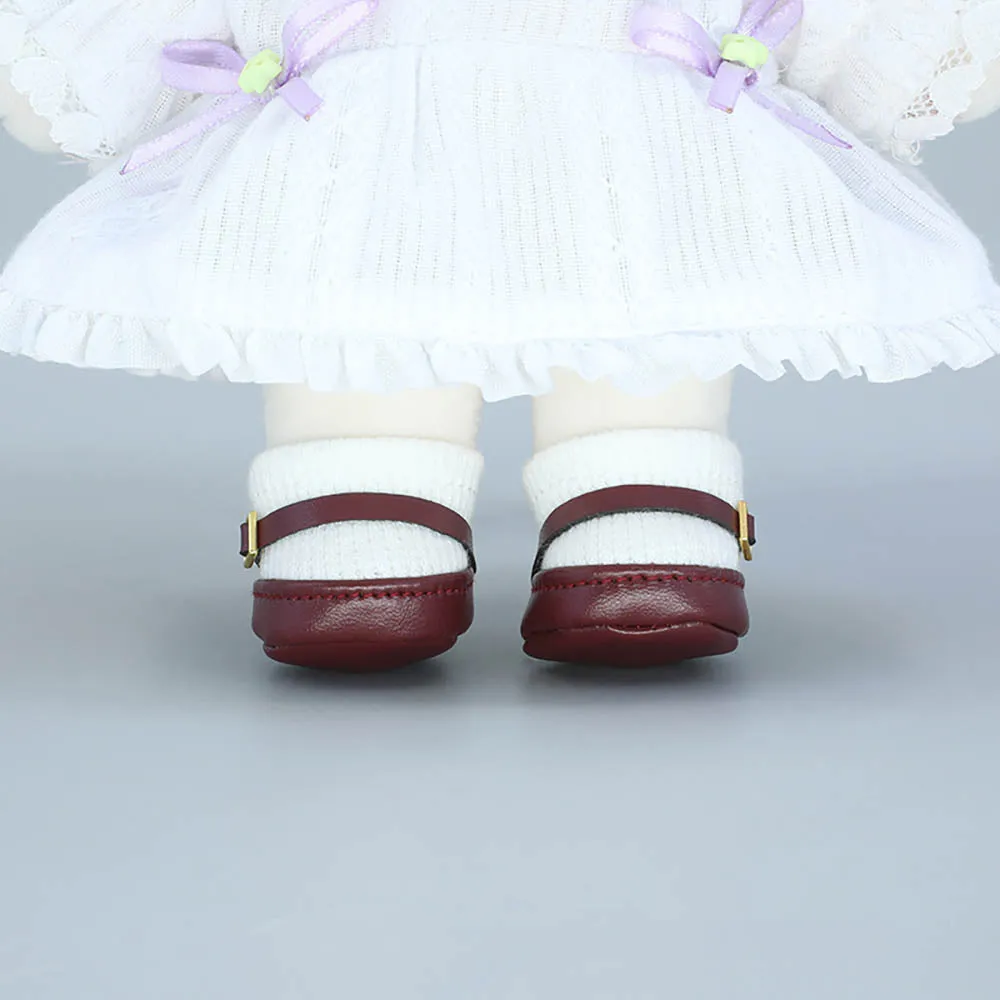 niannyyhouse 20cm Plush Doll Small Square Shoes Leather Shoes 8in Doll Accessories Dress Up