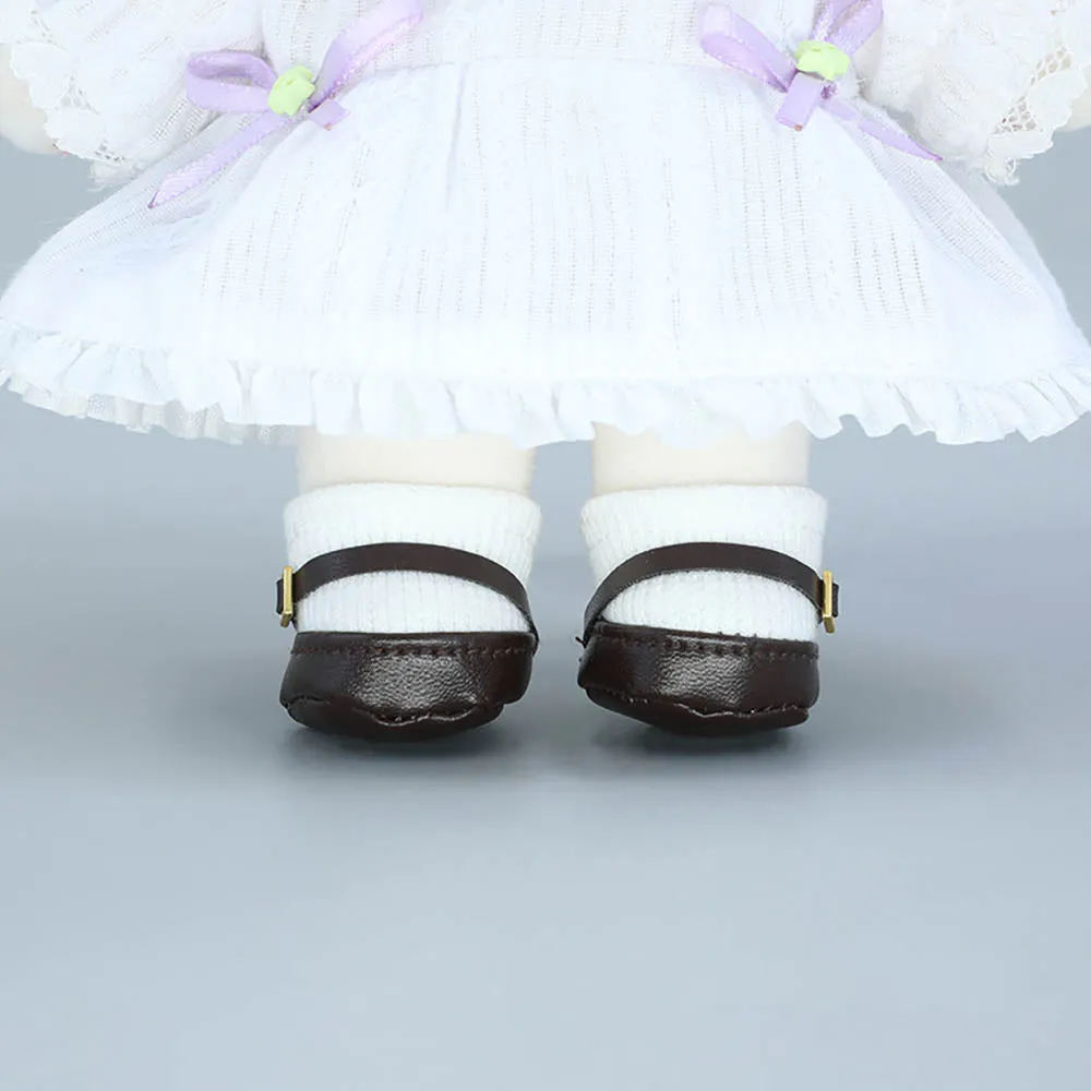 niannyyhouse 20cm Plush Doll Small Square Shoes Leather Shoes 8in Doll Accessories Dress Up