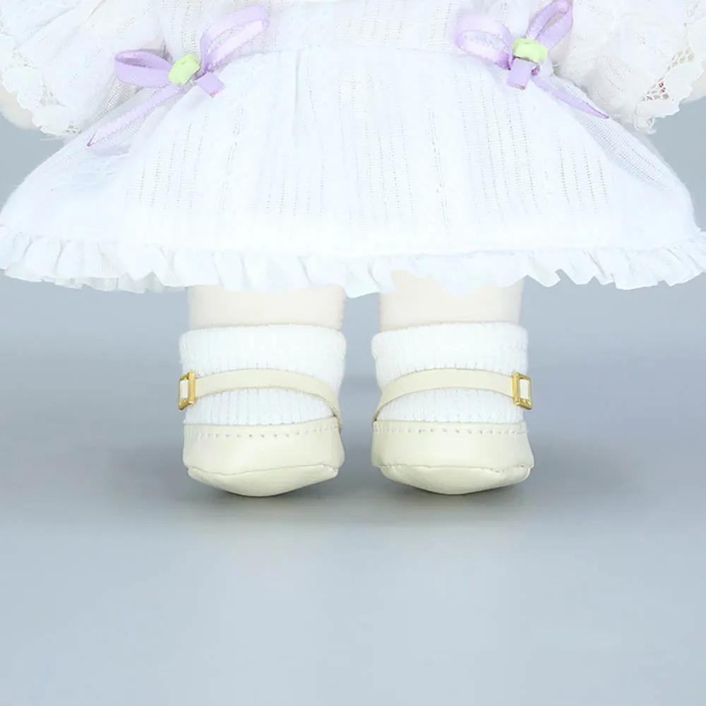 niannyyhouse 20cm Plush Doll Small Square Shoes Leather Shoes 8in Doll Accessories Dress Up