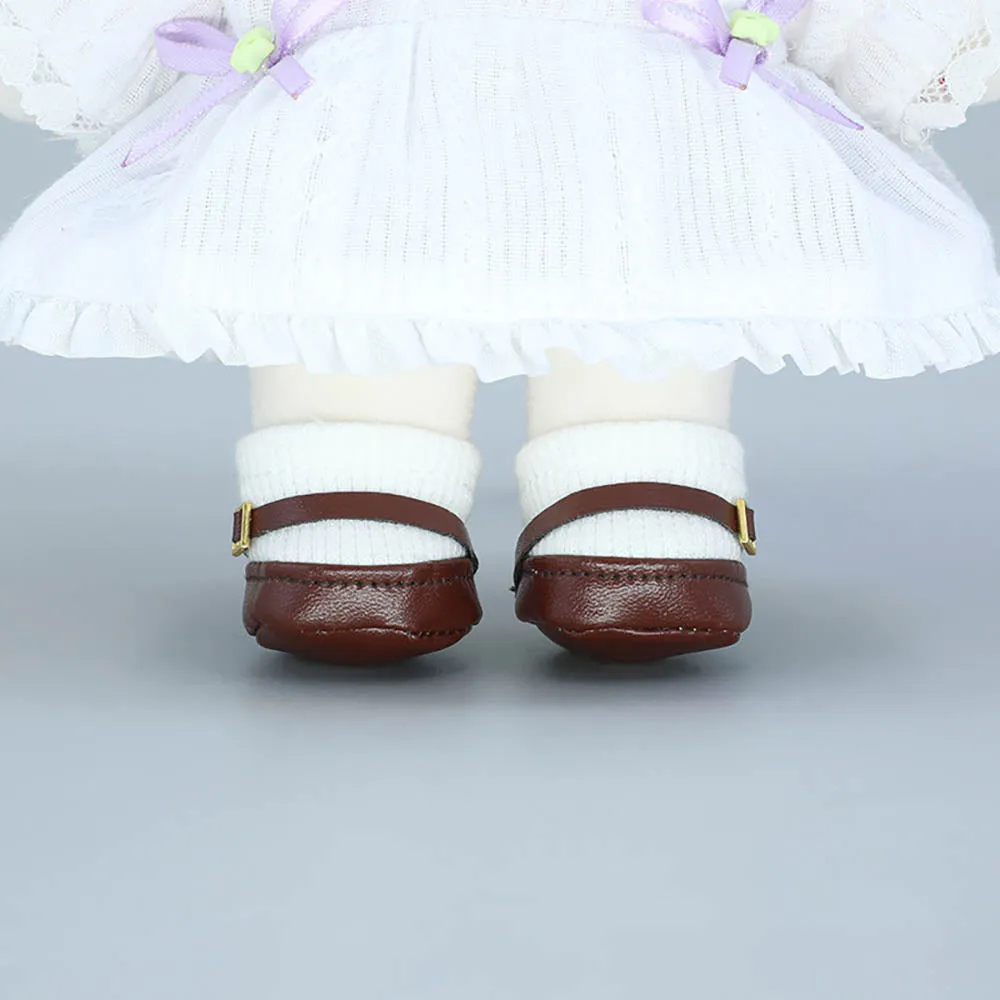 niannyyhouse 20cm Plush Doll Small Square Shoes Leather Shoes 8in Doll Accessories Dress Up