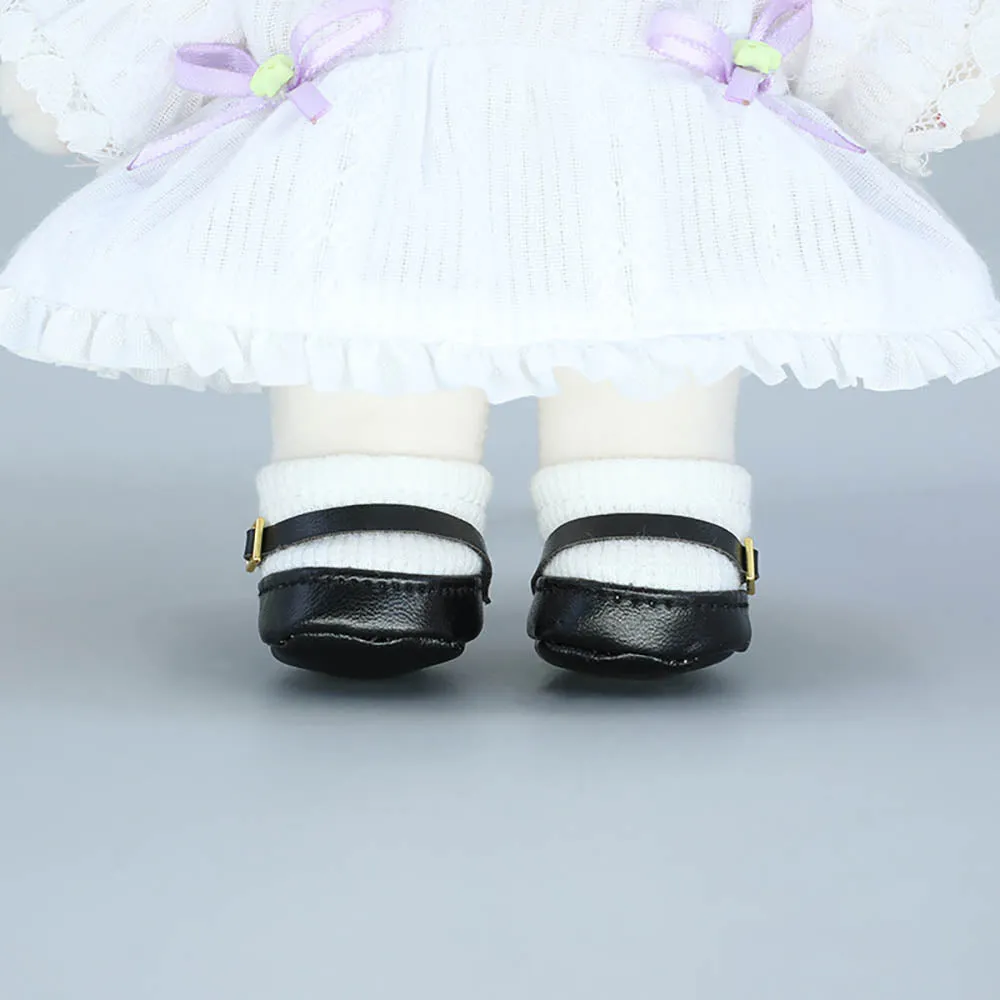 niannyyhouse 20cm Plush Doll Small Square Shoes Leather Shoes 8in Doll Accessories Dress Up