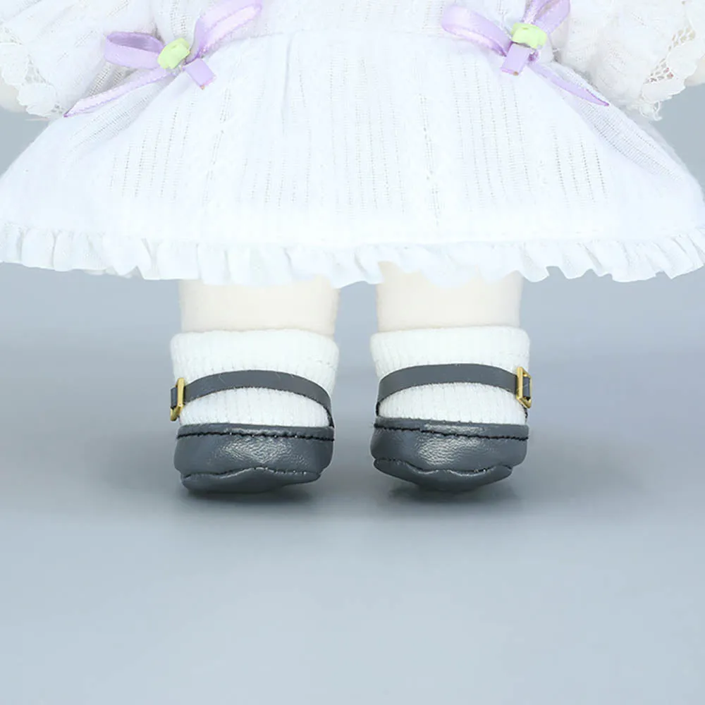 niannyyhouse 20cm Plush Doll Small Square Shoes Leather Shoes 8in Doll Accessories Dress Up
