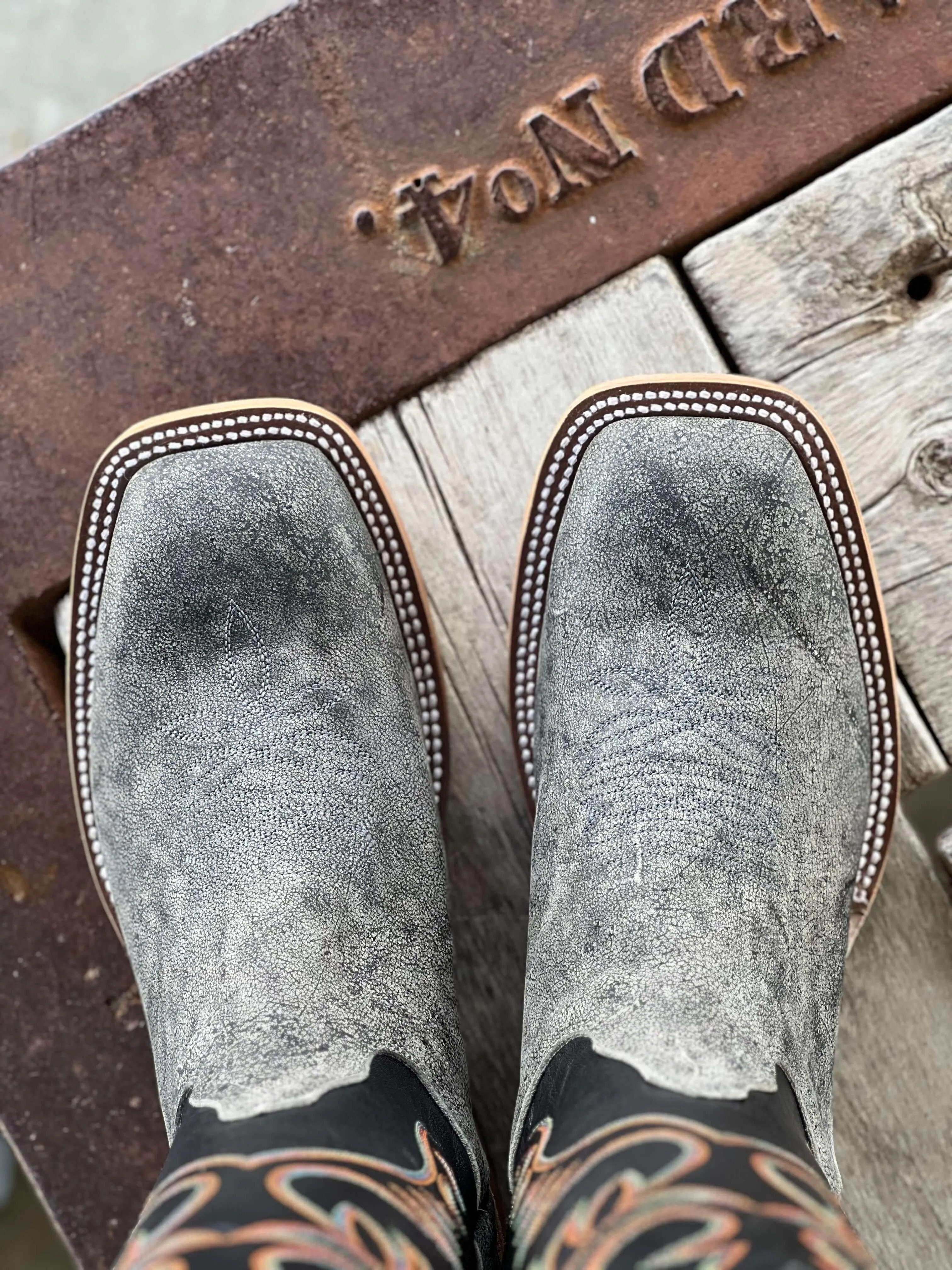 Olathe Boot Co. | Slate Safari Giraffe Black Kidskin Boot