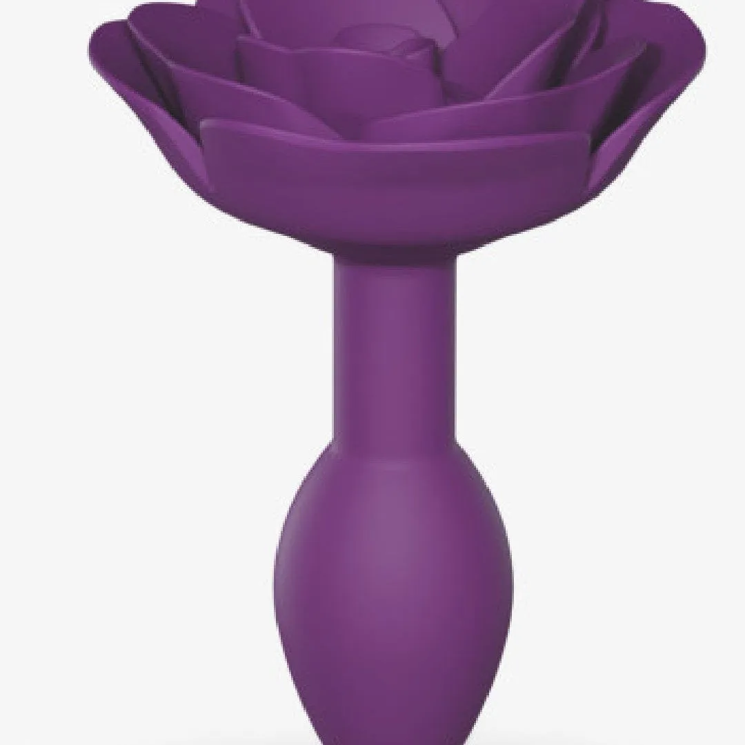 Open Roses Small Silicone Anal Plug - Purple