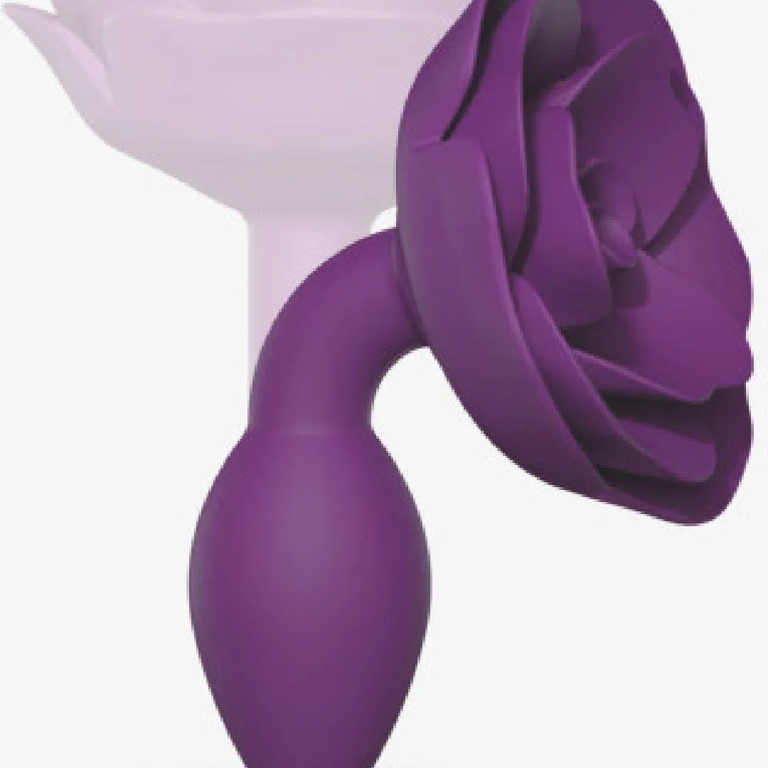 Open Roses Small Silicone Anal Plug - Purple