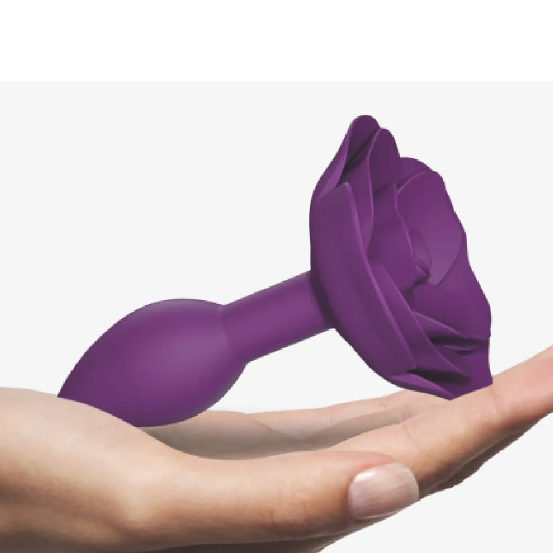 Open Roses Small Silicone Anal Plug - Purple