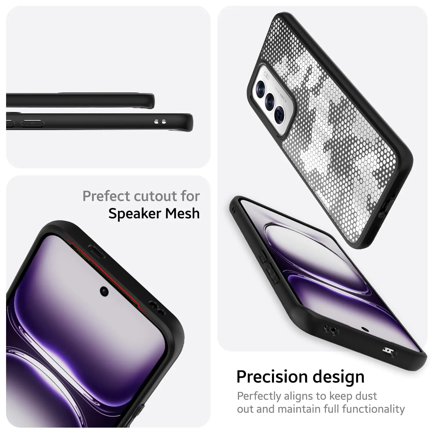 Oppo Reno 12 Back Cover Case | Hybrid - Clear (Honeycomb)