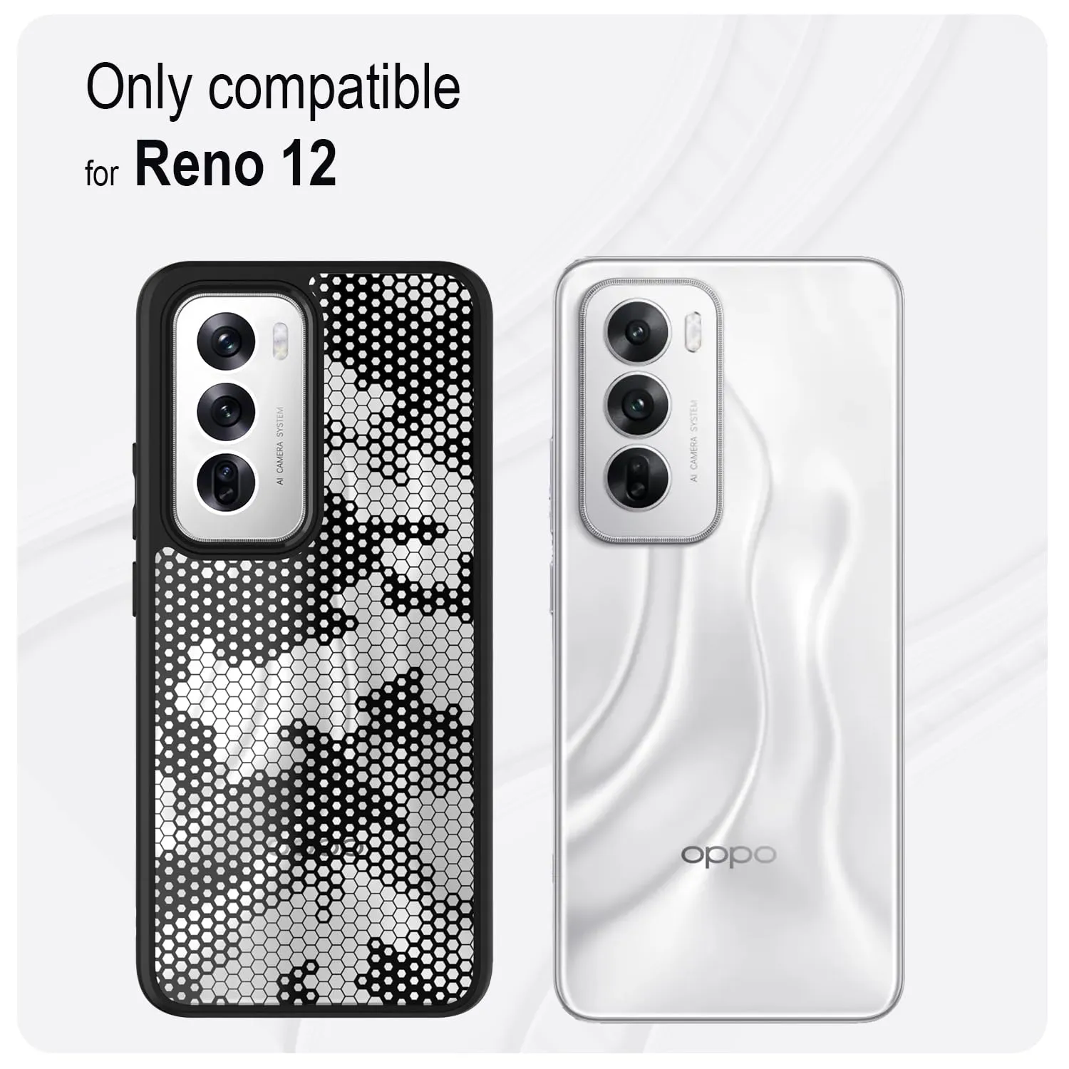 Oppo Reno 12 Back Cover Case | Hybrid - Clear (Honeycomb)