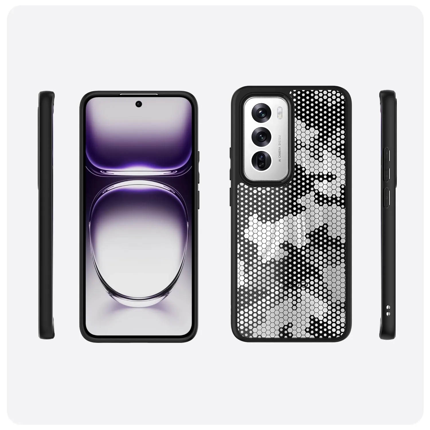 Oppo Reno 12 Back Cover Case | Hybrid - Clear (Honeycomb)