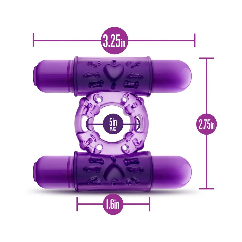 Play with Me Double Play Dual Vibrating Cockring Purple