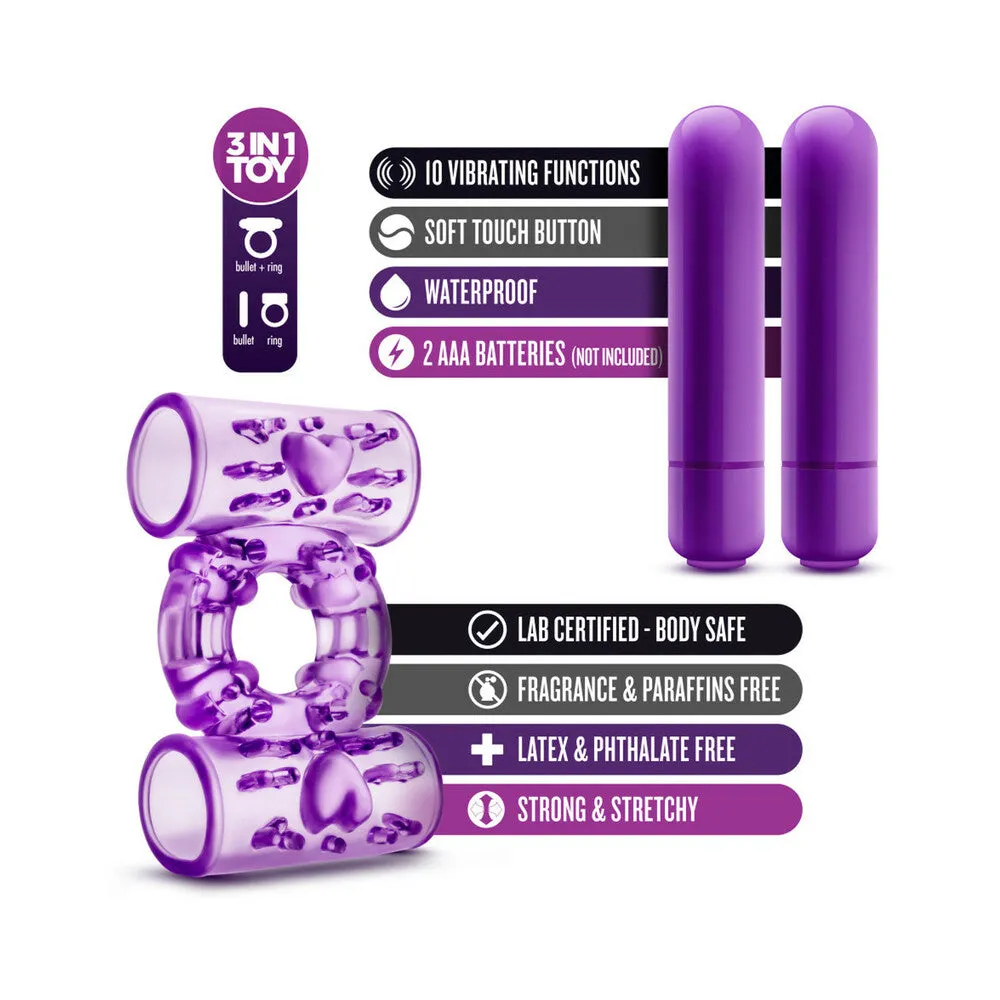 Play with Me Double Play Dual Vibrating Cockring Purple