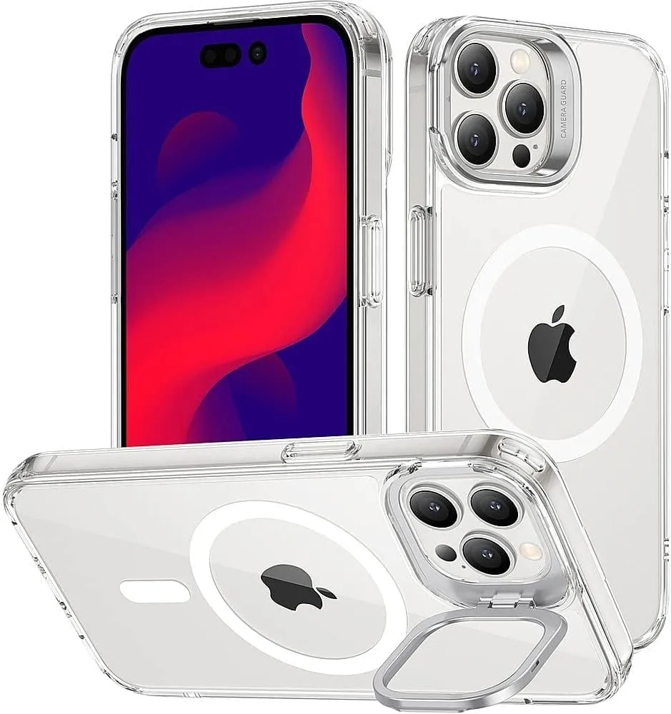 Protection Kit Bundle: Hybrid-Flex Clear Kickstand Case with Tempered Glass Screen and Camera Protector - iPhone 14 Pro Max
