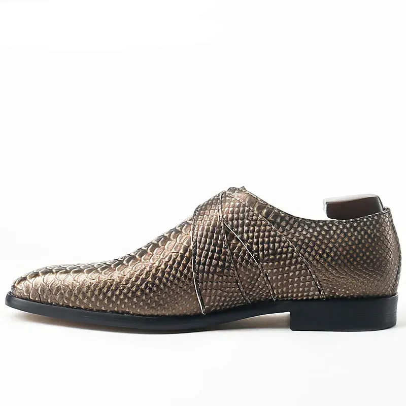 Snake Print Two Buckle Strap Shoes