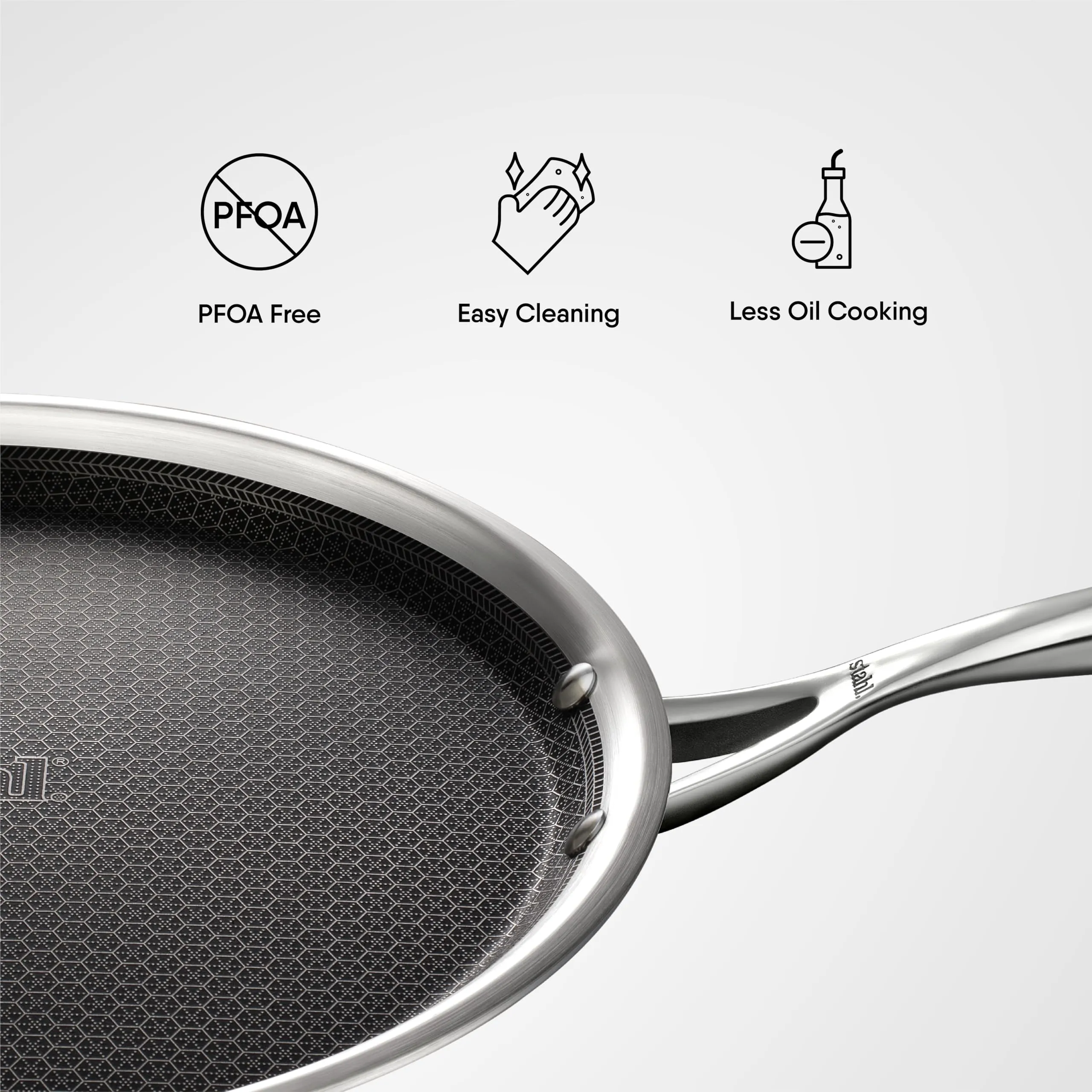 Stahl Artisan Hybrid Triply Dosa Tawa, Dosa Tawa with Induction Base, Non Stick Pan, Stainless Steel Scratch Resistant Dosa Tava, 28 cm
