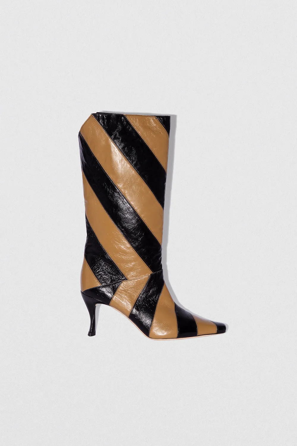 Steph Sparrow Black Patchwork Creased Leather