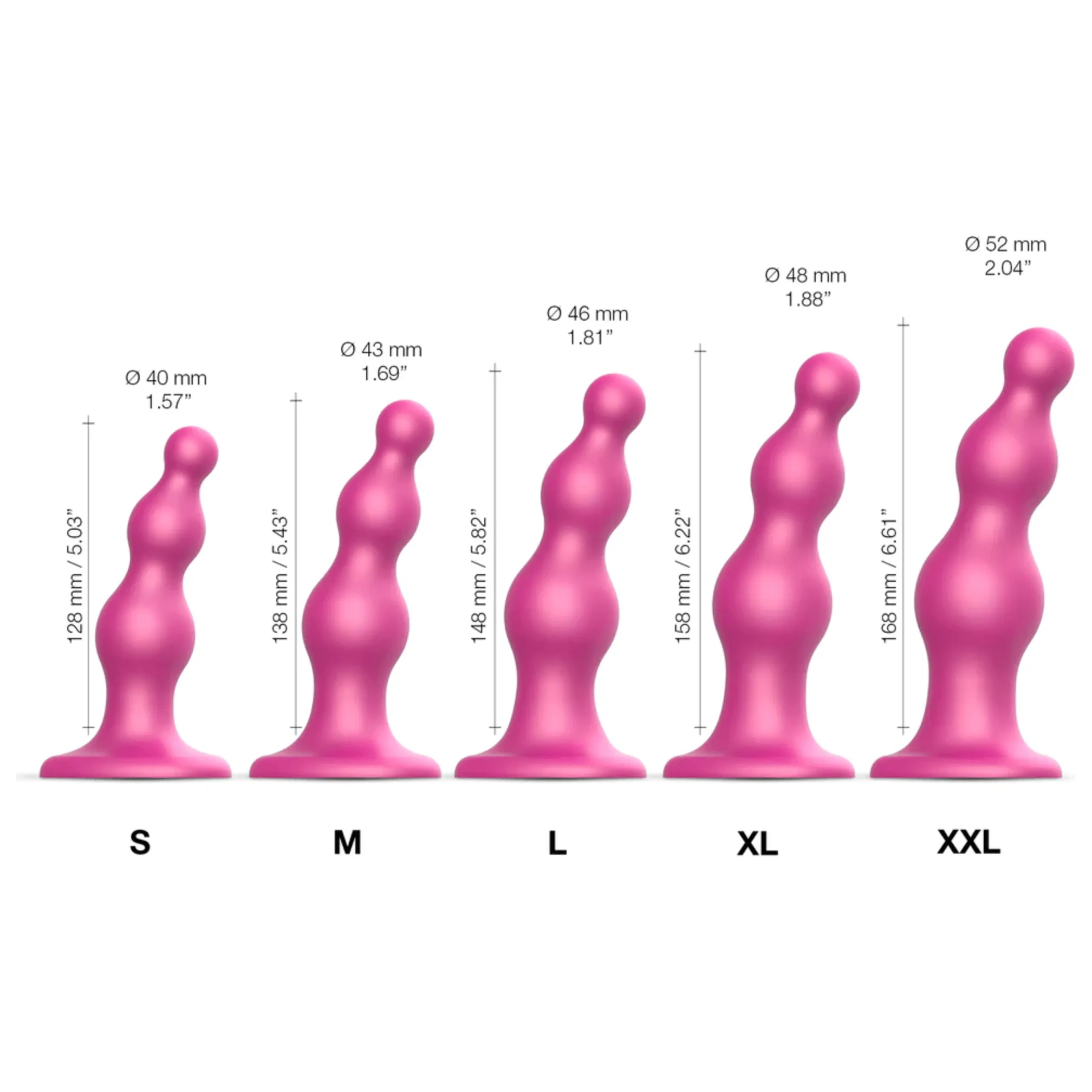 Strap-On-Me Beads Plug Dil Metallic Raspberry - Small
