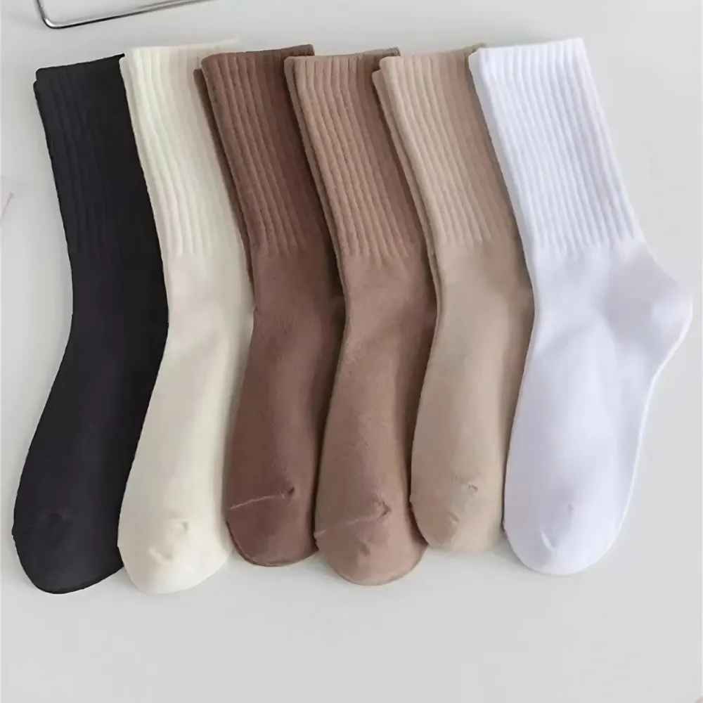 Women Solid Colored Casual Socks Combo